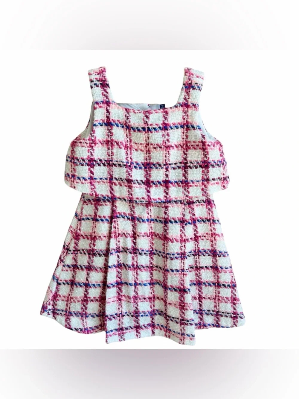 Janie And Jack Girls Tweed Boucle‎ Plaid Dress  Size 6